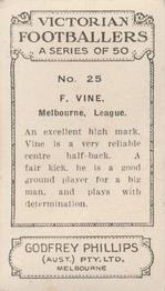 1933 Godfrey Phillips Victorian Footballers (A Series of 50) #25 Pop Vine Back